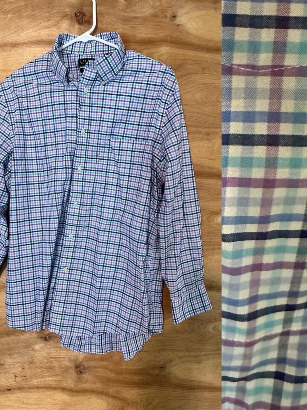 Lauren Ralph Lauren Lg Button Down Collar Shirt Long Sleeve Plaid 16 1/2  32/33